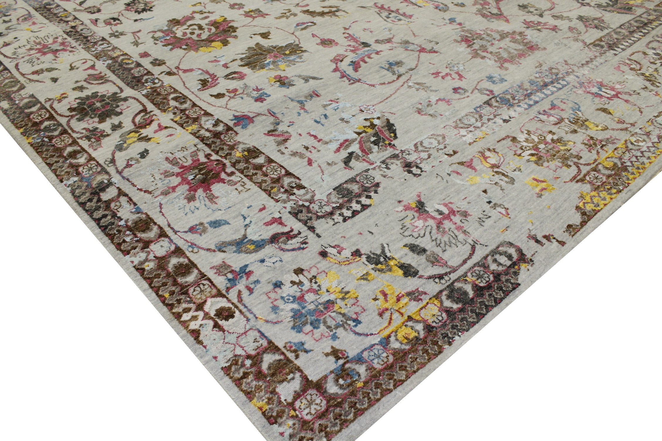 Contemporary & Transitional Rugs Sapphire 022731 Ivory - Beige & Lt. Grey - Grey Hand Knotted Rug