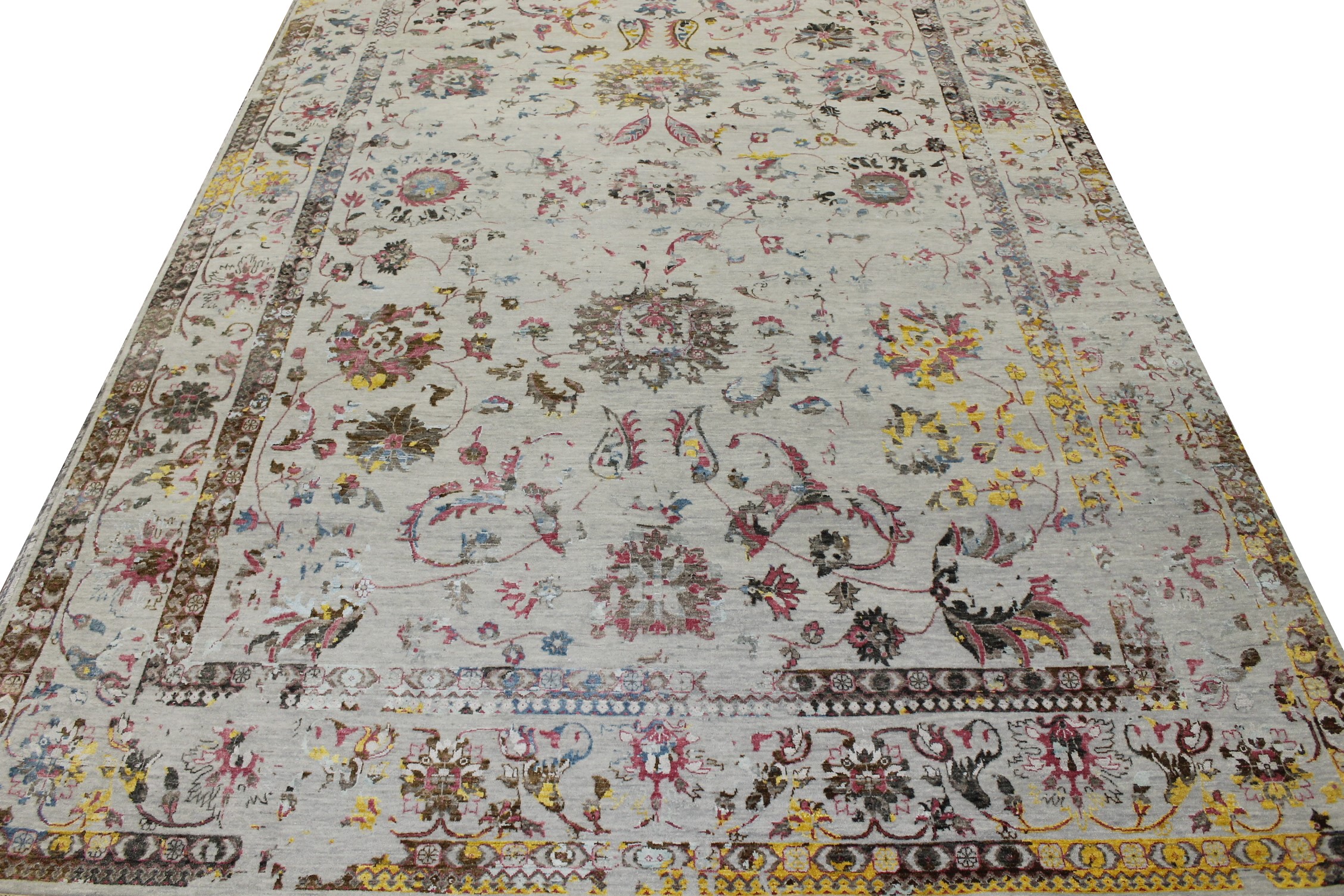 Contemporary Rugs & Transitional Rugs Sapphire 022731 Ivory - Beige & Lt. Grey - Grey Hand Knotted Rug