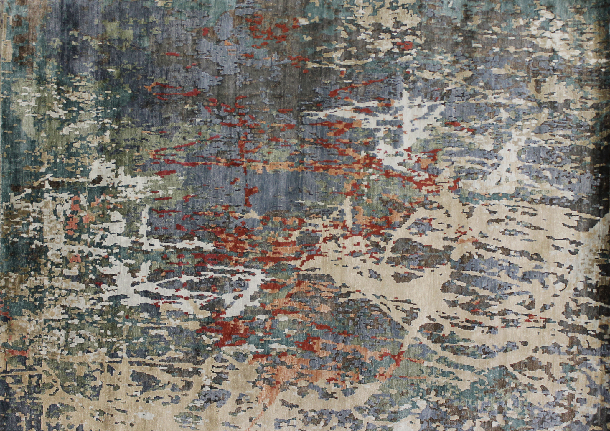 Contemporary Rugs & Transitional Rugs Spalsh 022724 Green & Multi Hand Knotted Rug