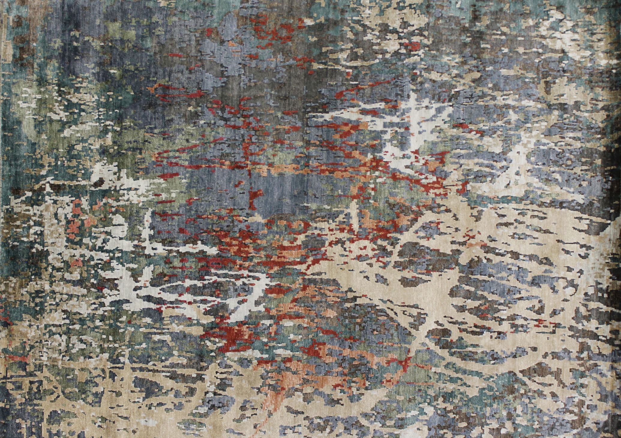 Contemporary Rugs & Transitional Rugs Spalsh 022724 Green & Multi Hand Knotted Rug