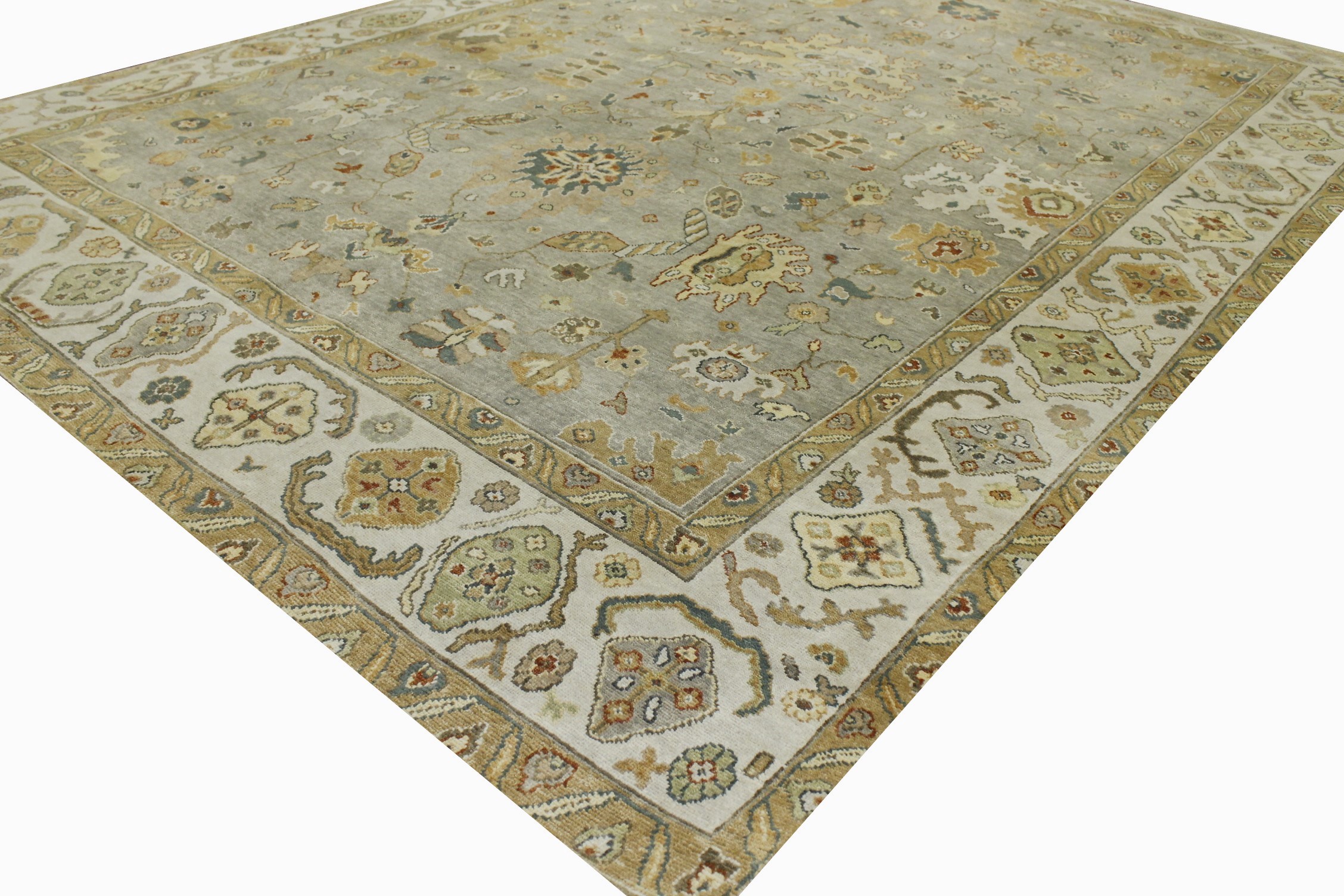 Oushak Rugs Oushak TK-40 P.Knot 022717 Lt. Grey - Grey & Ivory - Beige Hand Knotted Rug