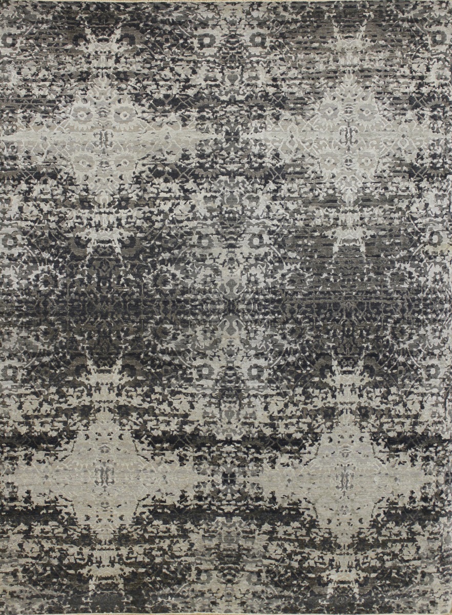 Contemporary Rugs & Transitional Rugs Splash 022694 Black - Charcoal & Lt. Grey - Grey Hand Knotted Rug