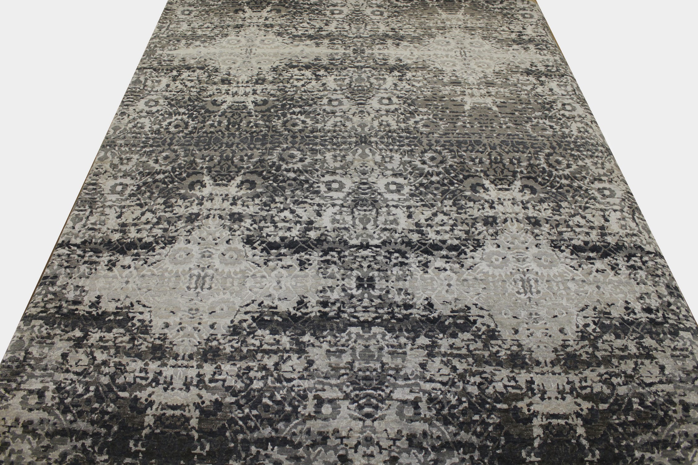 Contemporary & Transitional Rugs Splash 022694 Black - Charcoal & Lt. Grey - Grey Hand Knotted Rug