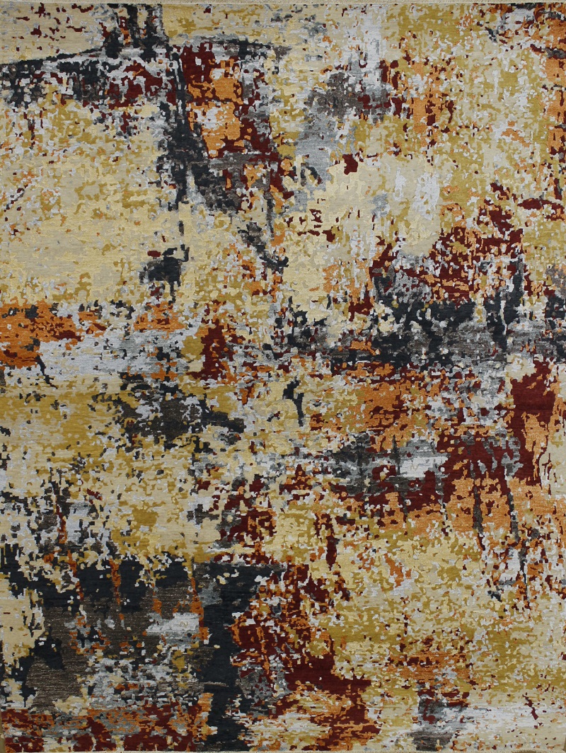 Contemporary Rugs & Transitional Rugs Spalsh 022696 Lt. Gold - Gold & Multi Hand Knotted Rug