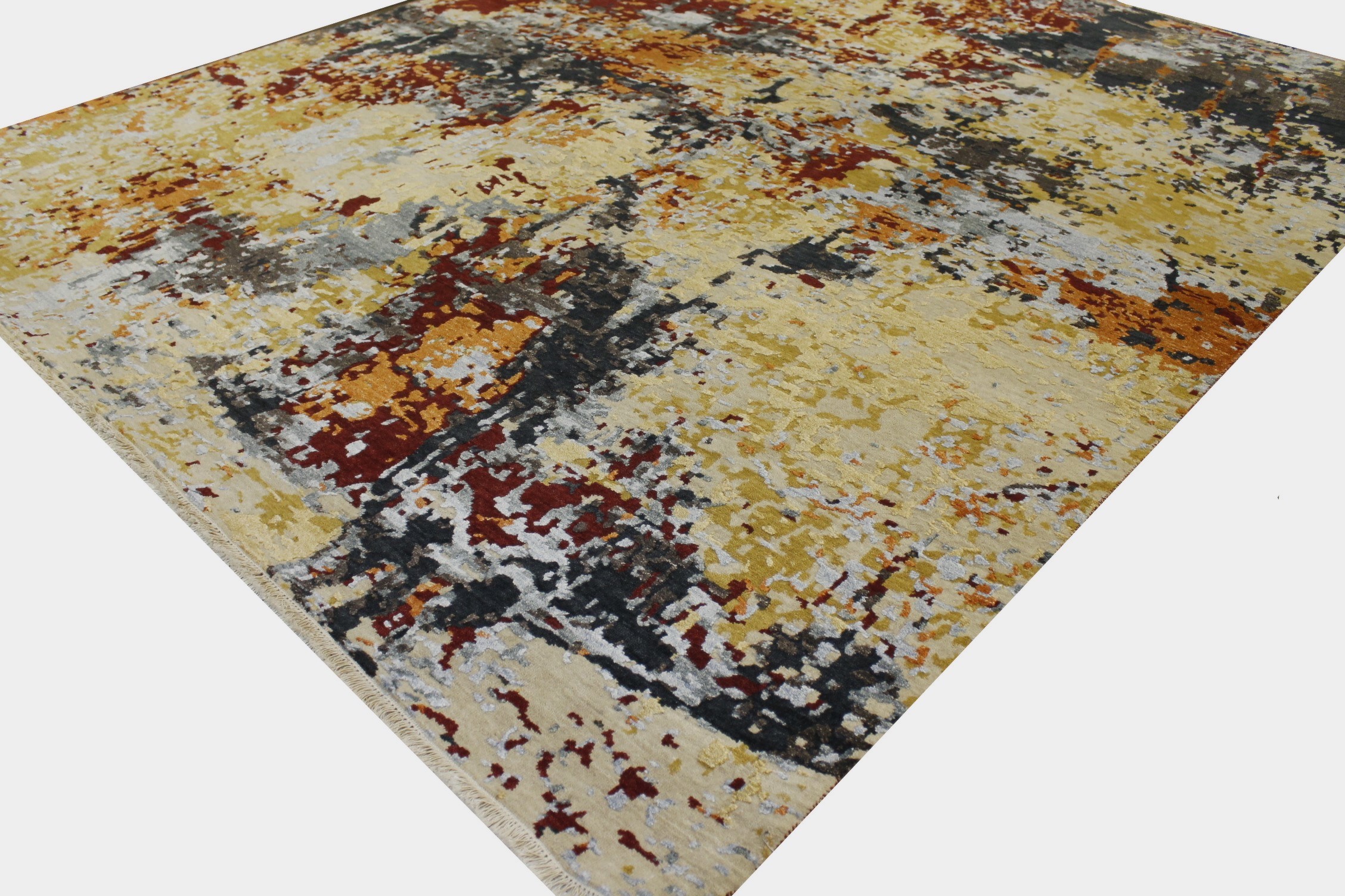 Contemporary & Modern Rugs Spalsh 022696 Lt. Gold - Gold & Multi Hand Knotted Rug