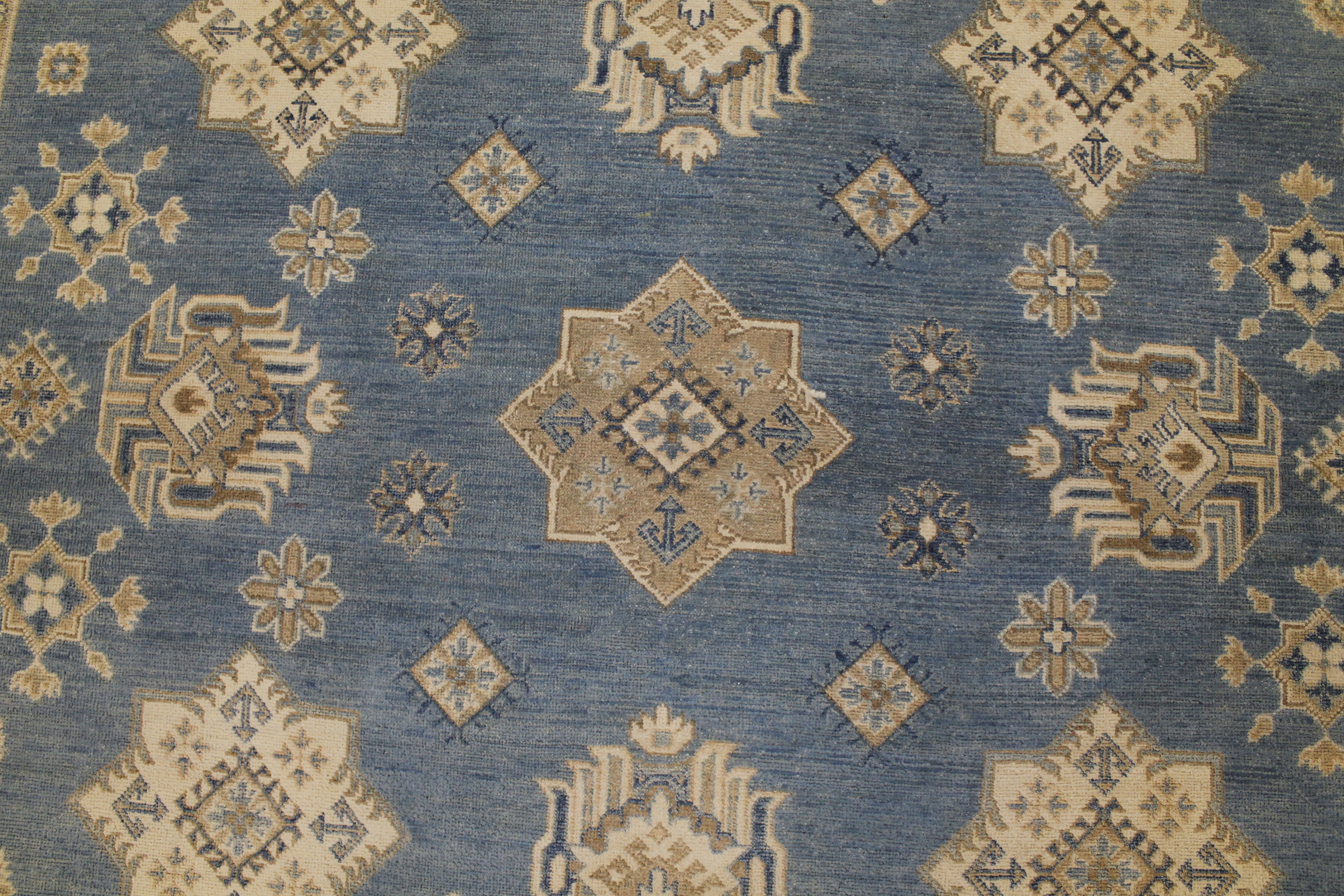 Traditional & Oriental Rugs Kazak 022571 Lt. Blue - Blue & Ivory - Beige Hand Knotted Rug
