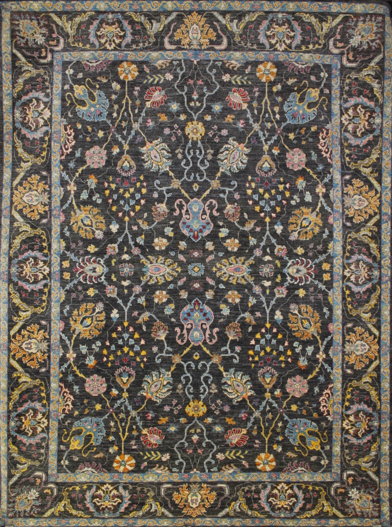 Persian & Tribal Rugs Modern Transitonal 022564 Black - Charcoal & Multi Hand Knotted Rug
