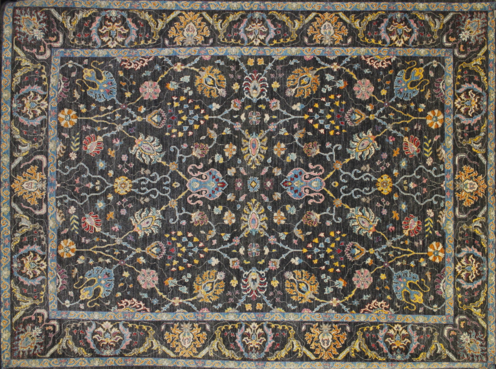 Persian & Antique Reproduction Rugs Modern Transitonal 022564 Black - Charcoal & Multi Hand Knotted Rug