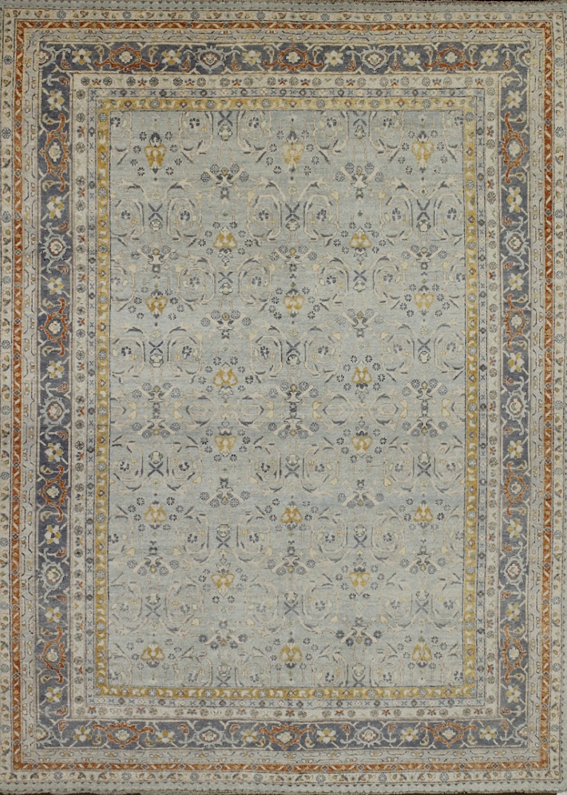 Contemporary Rugs & Transitional Rugs Nizam 022565 Lt. Blue - Blue Hand Knotted Rug