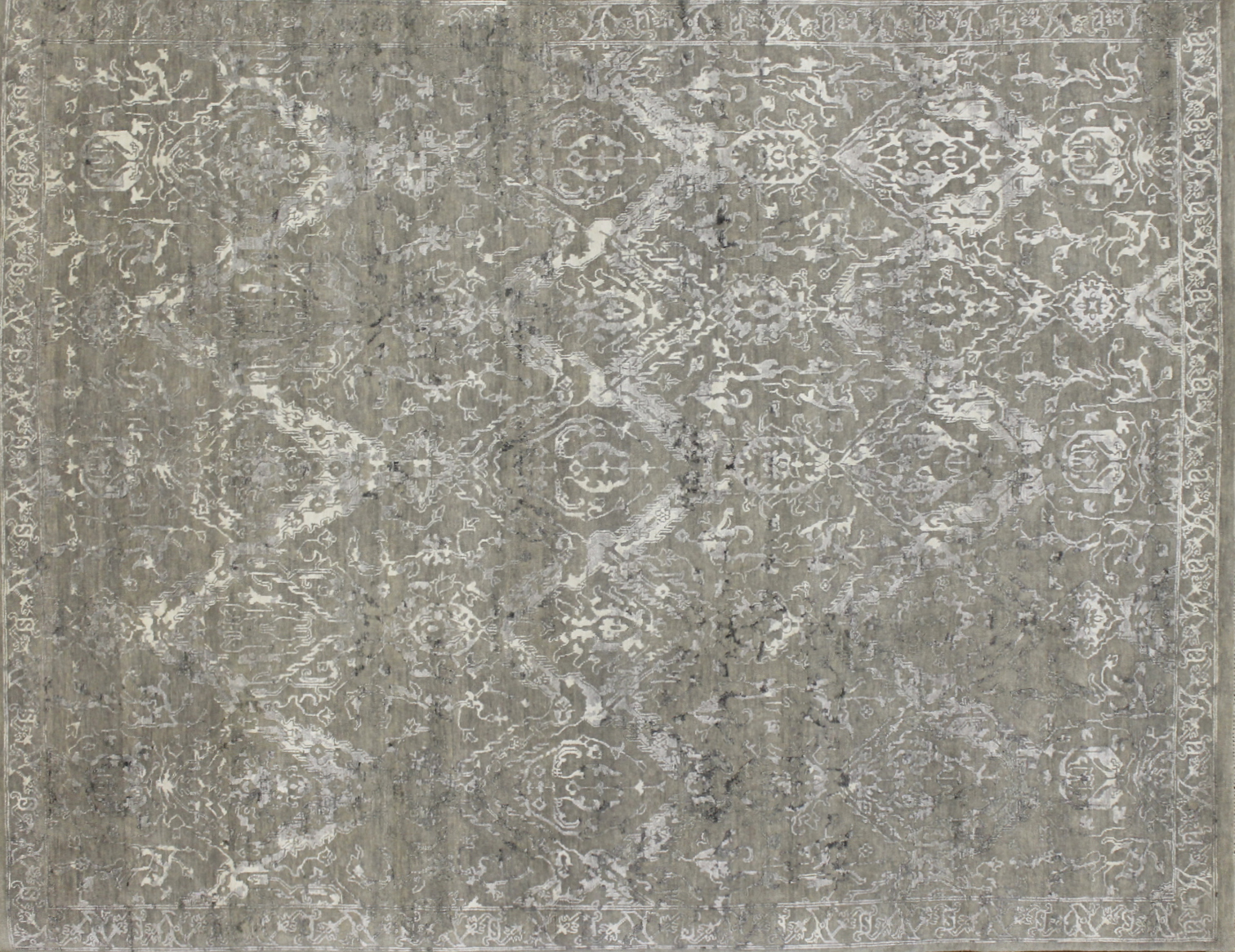 Contemporary Rugs & Transitional Rugs Sapphire 022492 Lt. Grey - Grey & Ivory - Beige Hand Knotted Rug