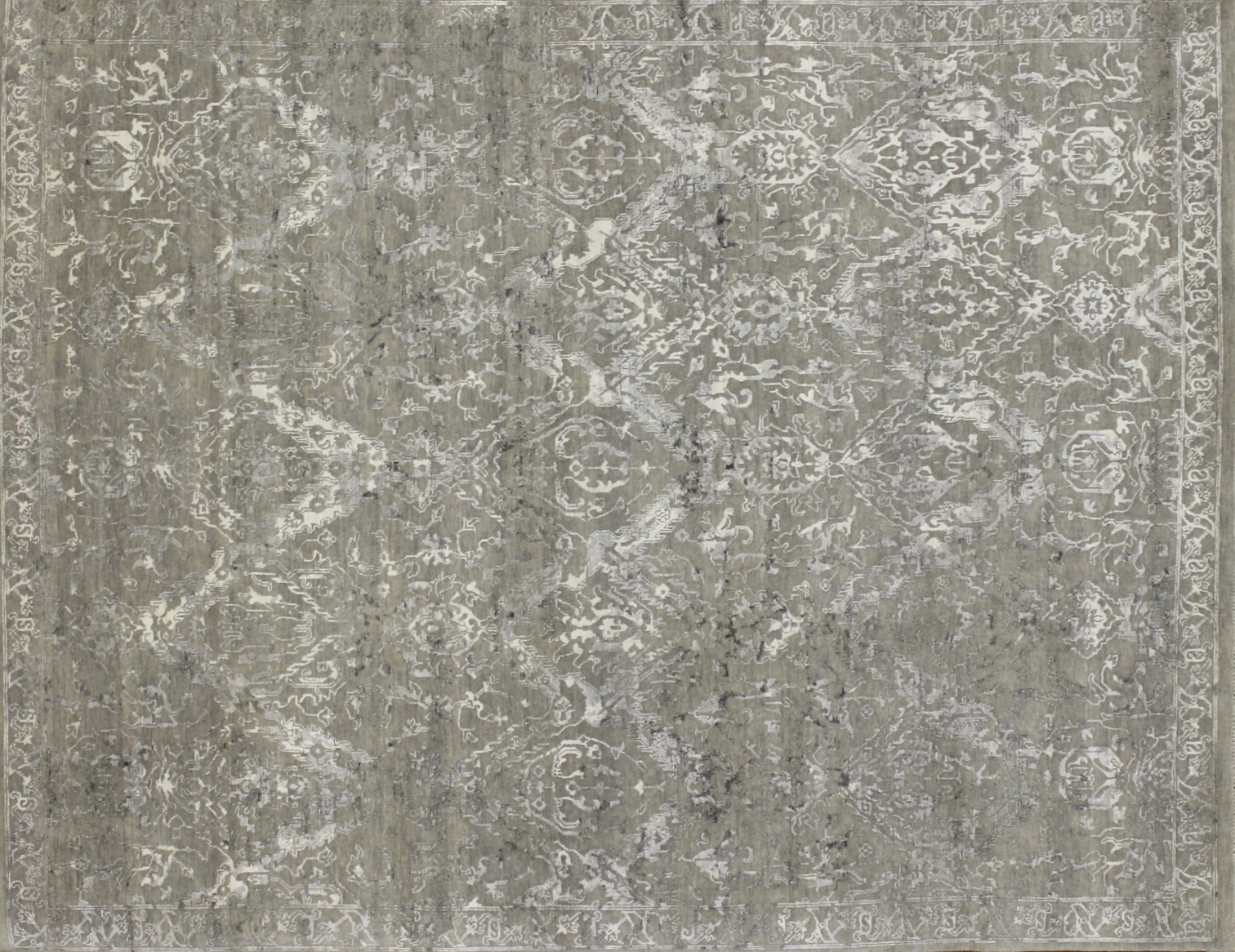 Contemporary & Transitional Rugs Sapphire 022492 Lt. Grey - Grey & Ivory - Beige Hand Knotted Rug