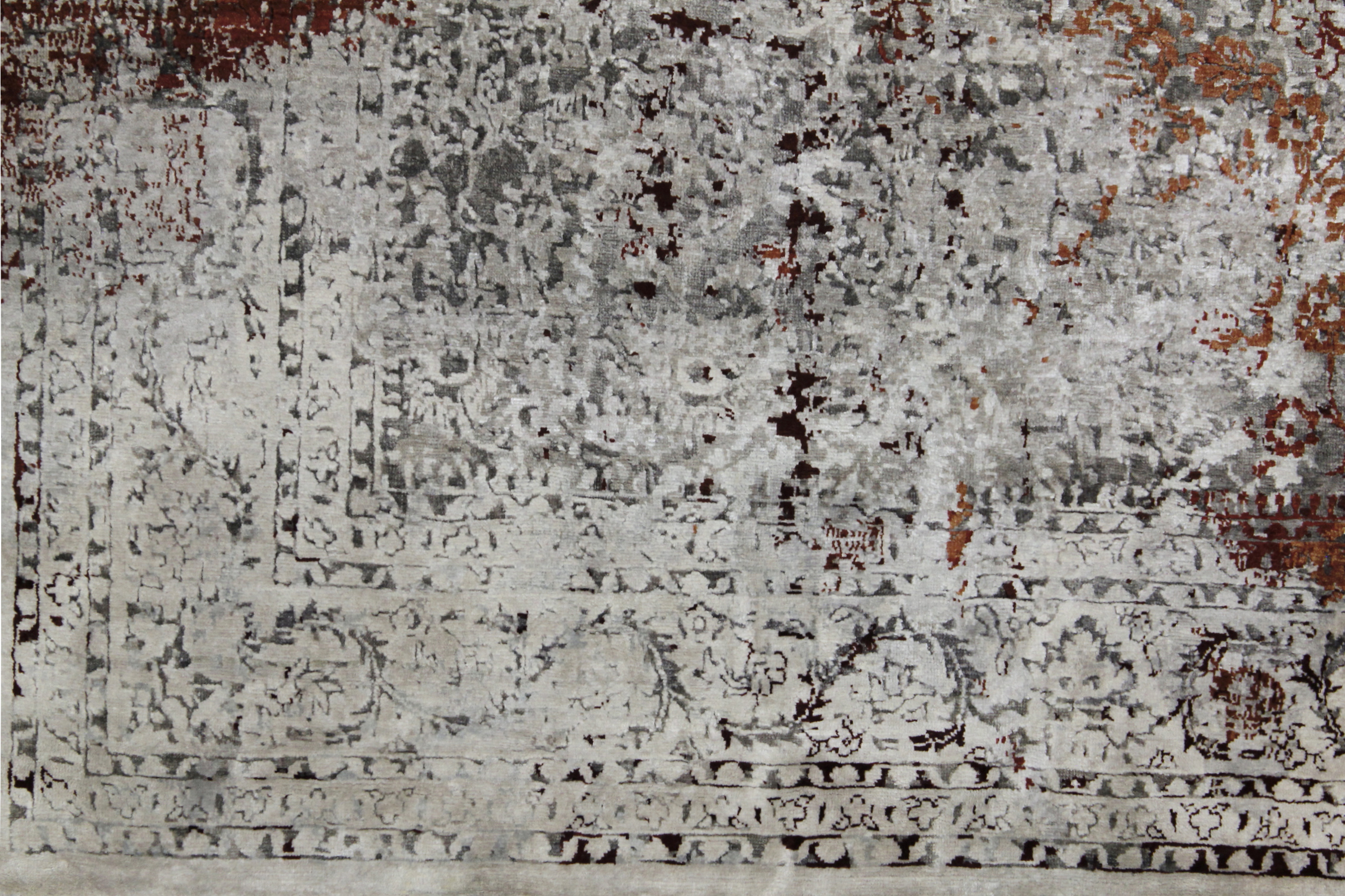 Contemporary Rugs & Transitional Rugs Fine Splash 022459 Ivory - Beige & Red - Burgundy Hand Knotted Rug