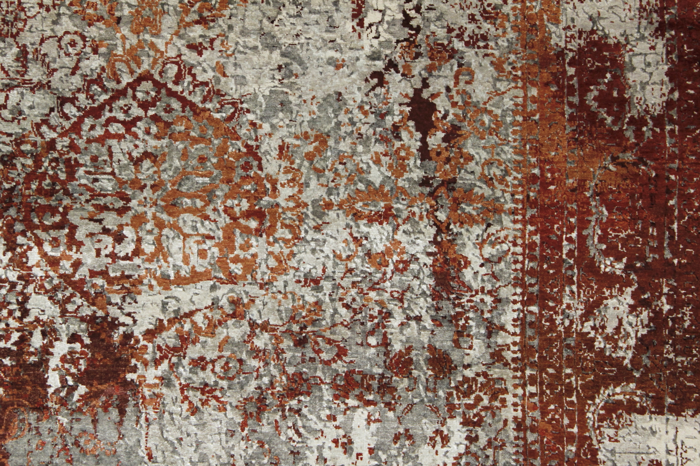 Contemporary Rugs & Transitional Rugs Fine Splash 022459 Ivory - Beige & Red - Burgundy Hand Knotted Rug
