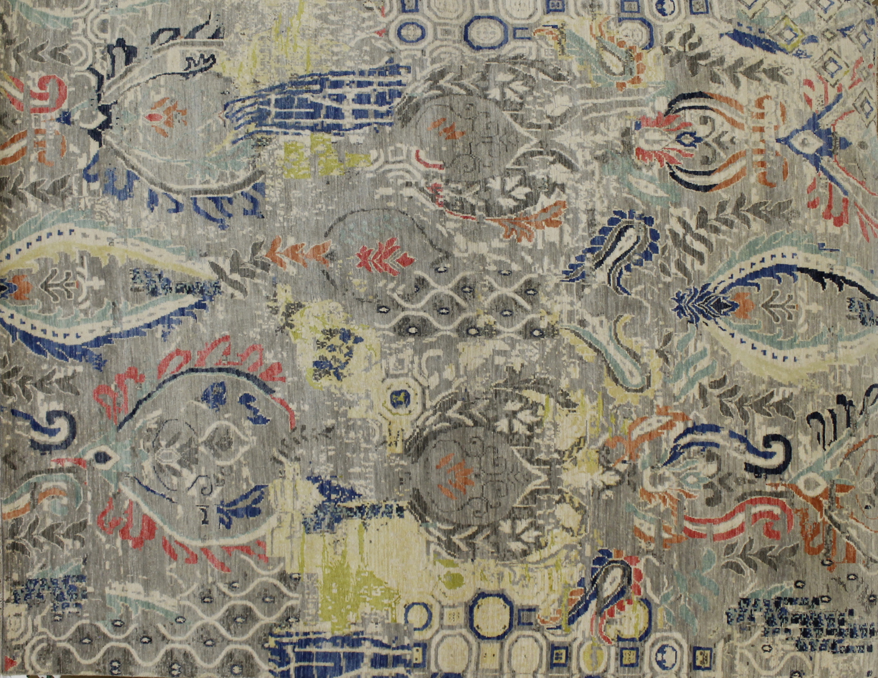 Contemporary Rugs & Transitional Rugs Jankat 022429 Lt. Grey - Grey & Multi Hand Knotted Rug