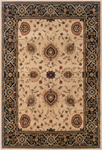 Traditional & Oriental Rugs HUDSON 1338C Ivory - Beige & Black - Charcoal Machine Made Rug