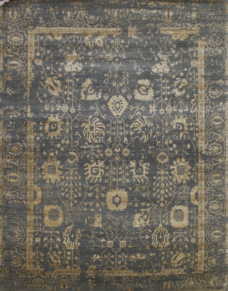 Oushak Rugs Sapphire 022385 Lt. Grey - Grey & Ivory - Beige Hand Knotted Rug