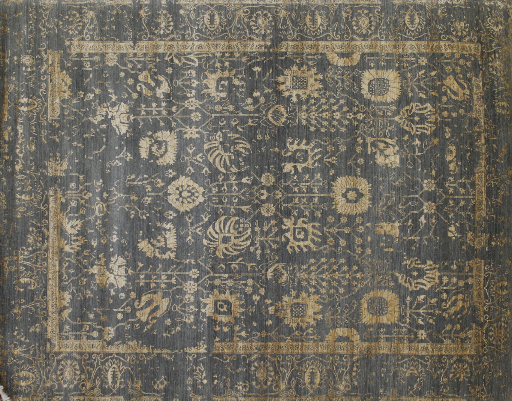 Oushak Rugs Sapphire 022385 Lt. Grey - Grey & Ivory - Beige Hand Knotted Rug