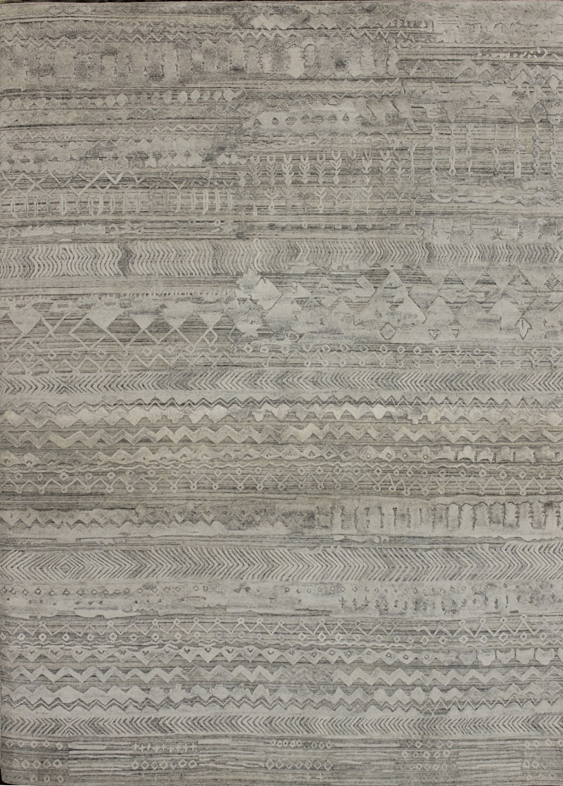 Contemporary Rugs & Transitional Rugs Fine Loom 022289 Lt. Grey - Grey Hand Knotted Rug