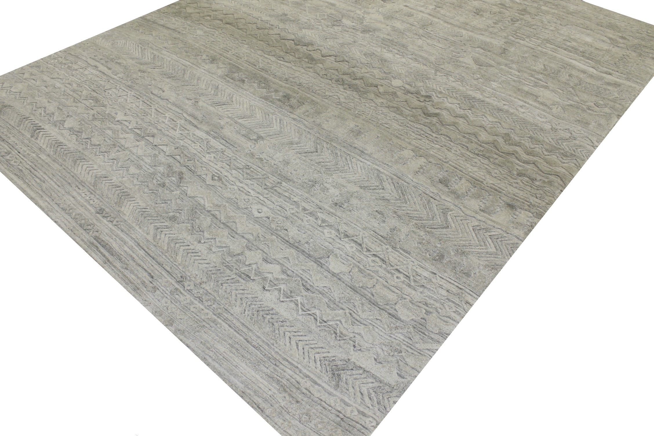 Contemporary Rugs & Transitional Rugs Fine Loom 022289 Lt. Grey - Grey Hand Knotted Rug