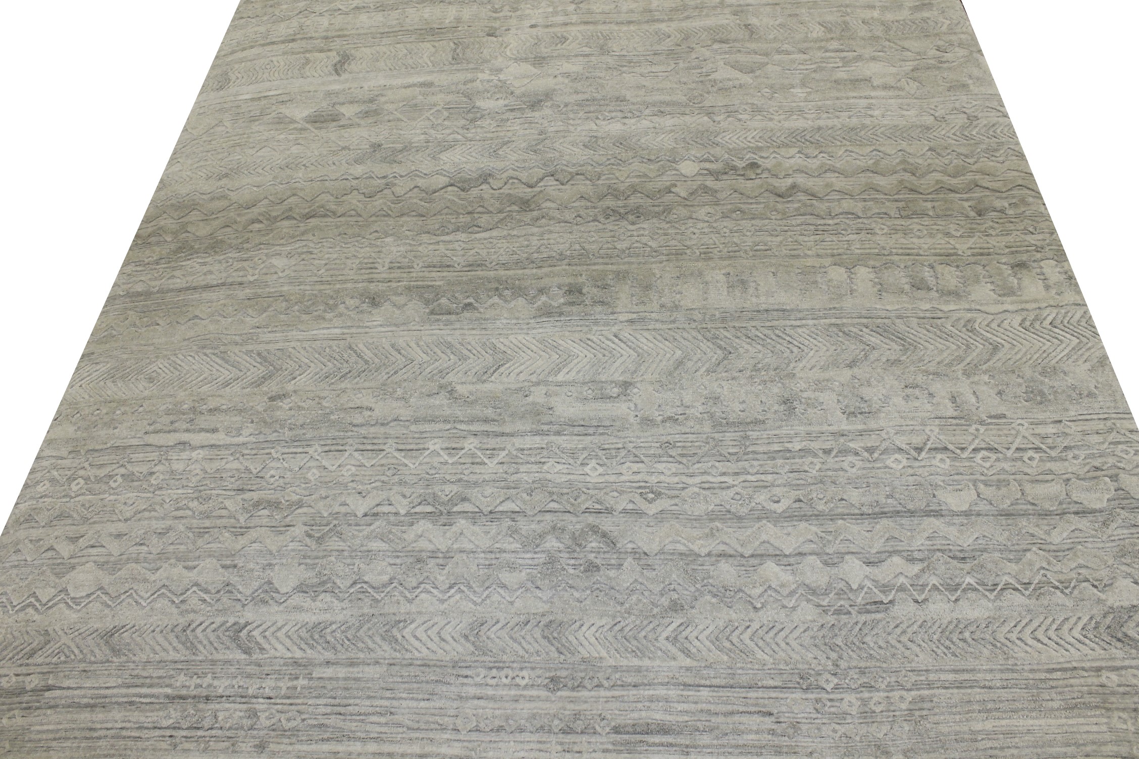 Contemporary Rugs & Transitional Rugs Fine Loom 022289 Lt. Grey - Grey Hand Knotted Rug