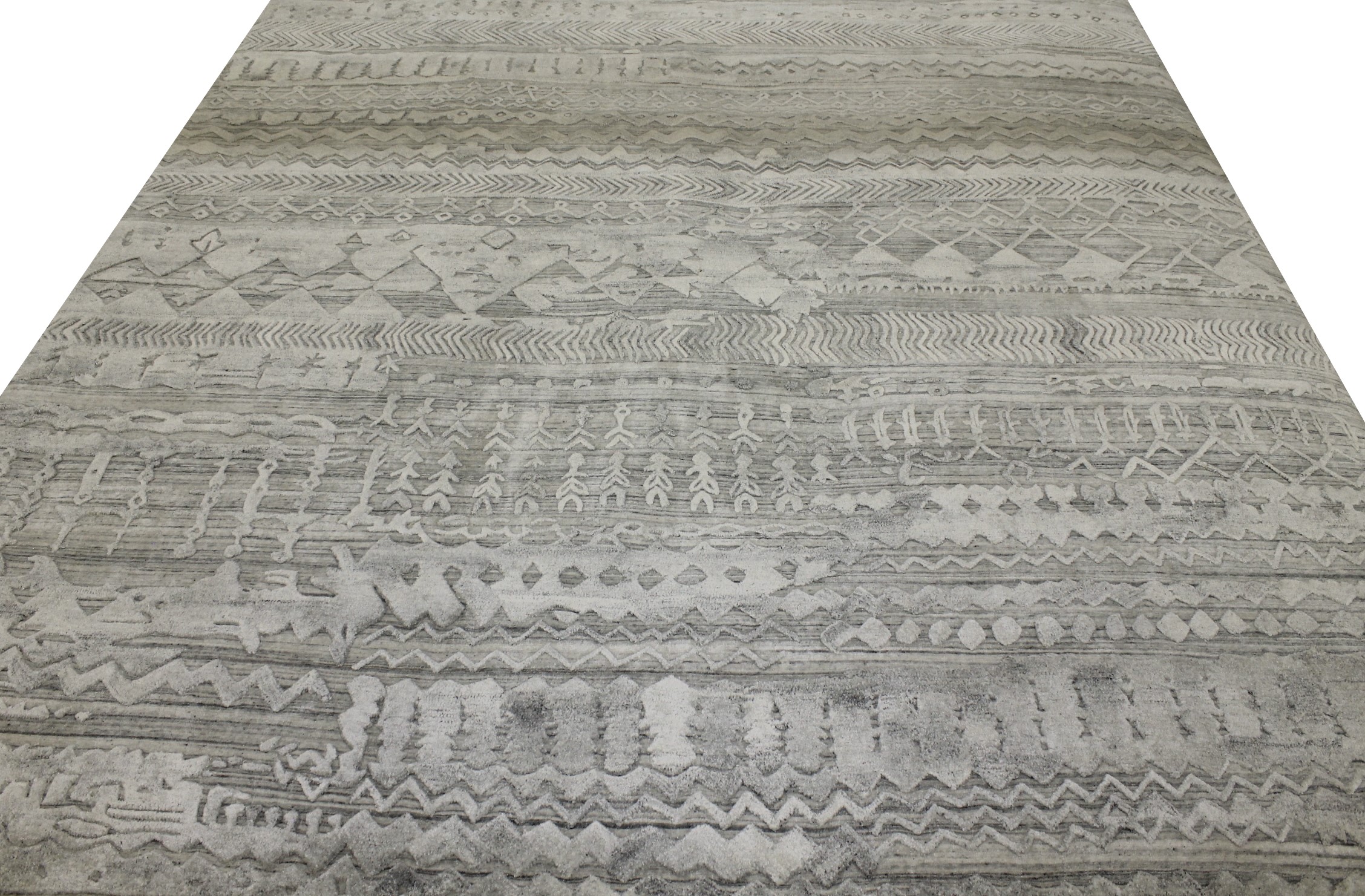 Contemporary Rugs & Transitional Rugs Fine Loom 022289 Lt. Grey - Grey Hand Knotted Rug