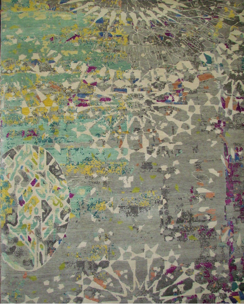Contemporary Rugs & Transitional Rugs Jankat 022088 Lt. Grey - Grey & Multi Hand Knotted Rug