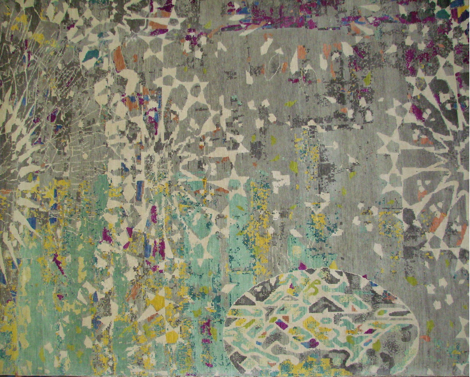 Contemporary Rugs & Transitional Rugs Jankat 022088 Lt. Grey - Grey & Multi Hand Knotted Rug