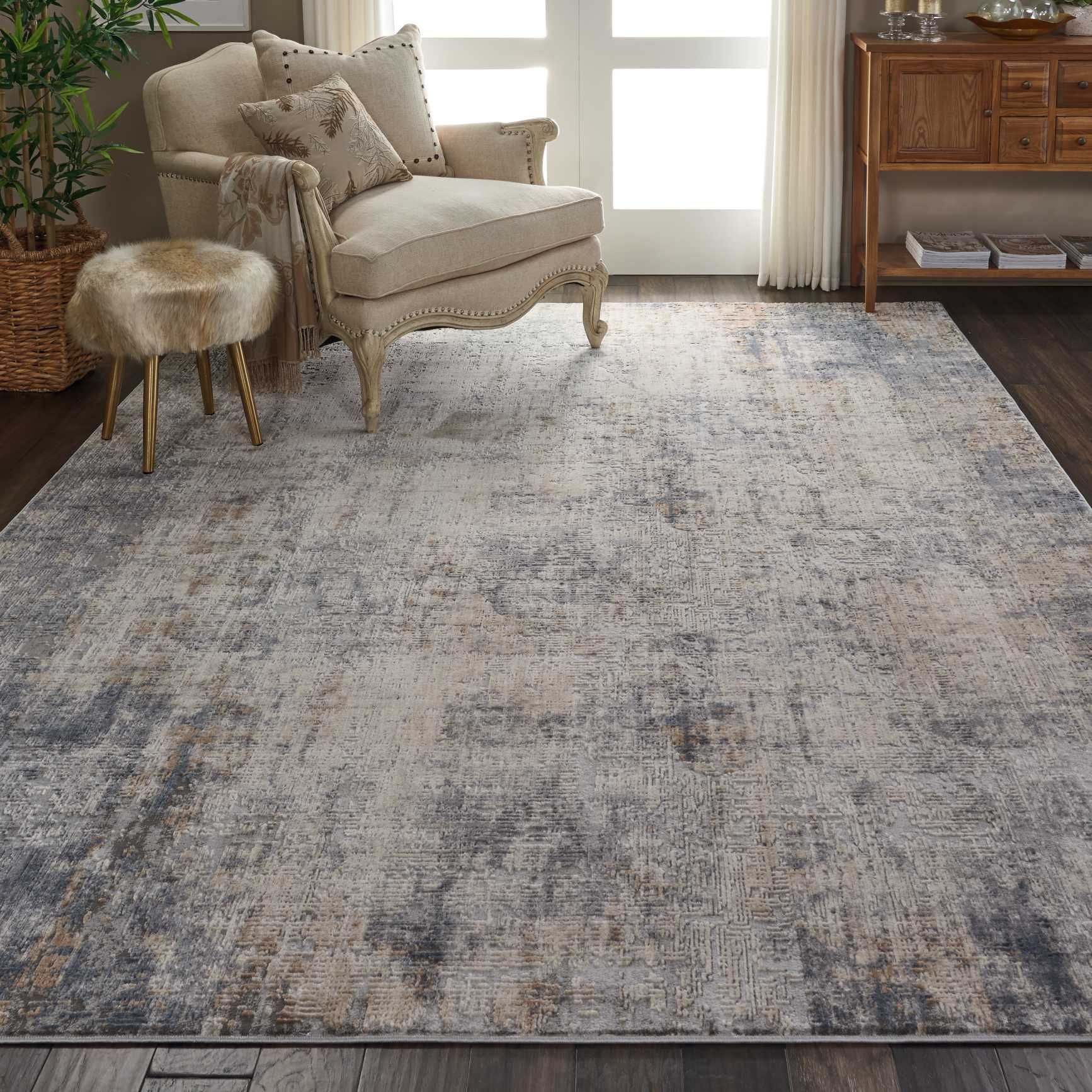 Contemporary & Transitional Rugs RUSTIC TEXTURES RUS01 GRYBG Lt. Grey - Grey & Ivory - Beige Machine Made Rug