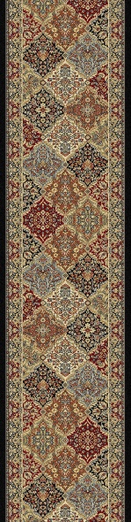 Hall & Stair Runners Ancient Garden 57008-3233 Black - Charcoal & Multi Machine Made Rug
