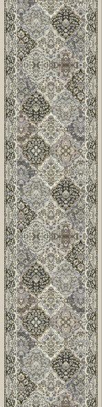 Hall & Stair Runner Rugs Ancient Garden 57008-9696 Lt. Grey - Grey Machine Made Rug