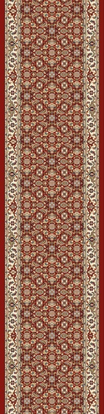 Hall & Stair Runner Rugs Ancient Garden 57011-1414 Red - Burgundy & Ivory - Beige Machine Made Rug