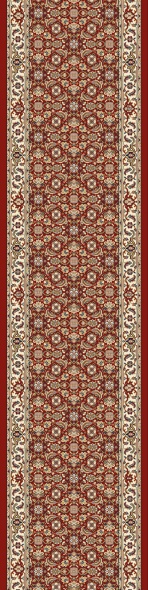 Hall & Stair Runners Ancient Garden 57011-1414 Red - Burgundy & Ivory - Beige Machine Made Rug