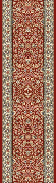 Hall & Stair Runner Rugs Ancient Garden 57078-1414 Red - Burgundy & Ivory - Beige Machine Made Rug