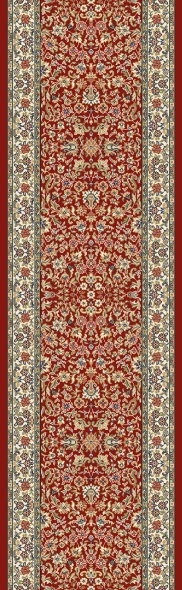 Hall & Stair Runners Ancient Garden 57078-1414 Red - Burgundy & Ivory - Beige Machine Made Rug