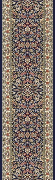 Hall & Stair Runner Rugs Ancient Garden 57078-3434 Medium Blue - Navy & Multi Machine Made Rug