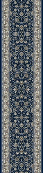 Hall & Stair Runners Ancient Garden 57120-3464 Medium Blue - Navy & Ivory - Beige Machine Made Rug