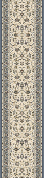 Hall & Stair Runner Rugs Ancient Garden 57120-6454 Ivory - Beige & Lt. Blue - Blue Machine Made Rug