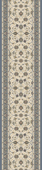 Hall & Stair Runners Ancient Garden 57120-6454 Ivory - Beige & Lt. Blue - Blue Machine Made Rug