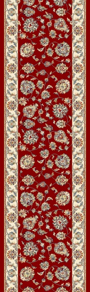 Hall & Stair Runner Rugs Ancient Garden 57365-1464 Red - Burgundy & Ivory - Beige Machine Made Rug