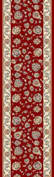 Hall & Stair Runners Ancient Garden 57365-1464 Red - Burgundy & Ivory - Beige Machine Made Rug