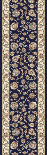 Hall & Stair Runner Rugs Ancient Garden 57365-3464 Medium Blue - Navy & Ivory - Beige Machine Made Rug