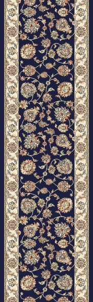 Hall & Stair Runners Ancient Garden 57365-3464 Medium Blue - Navy & Ivory - Beige Machine Made Rug