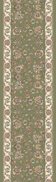 Hall & Stair Runner Rugs Ancient Garden 57365-4464 Green & Ivory - Beige Machine Made Rug
