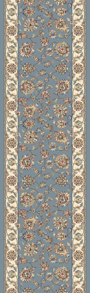 Hall & Stair Runner Rugs Ancient Garden 57365-5464 Lt. Blue - Blue & Ivory - Beige Machine Made Rug
