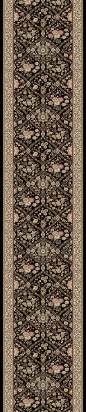 Hall & Stair Runner Rugs Brilliant 7211-090 Black - Charcoal & Ivory - Beige Machine Made Rug