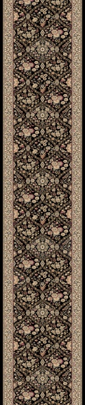 Hall & Stair Runners Brilliant 7211-090 Black - Charcoal & Ivory - Beige Machine Made Rug