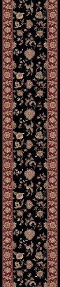 Hall & Stair Runners Brilliant 7226-090 Black - Charcoal & Red - Burgundy Machine Made Rug