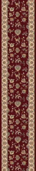 Hall & Stair Runner Rugs Brilliant 7226-330 Red - Burgundy & Ivory - Beige Machine Made Rug