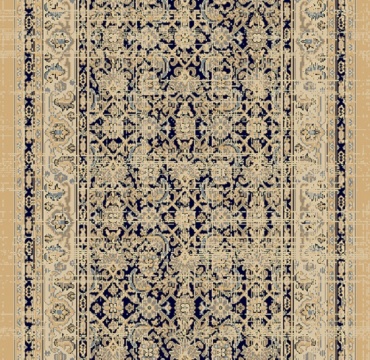 Hall & Stair Runner Rugs Brilliant 72407-501 Medium Blue - Navy & Ivory - Beige Machine Made Rug