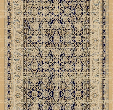 Hall & Stair Runners Brilliant 72407-501 Medium Blue - Navy & Ivory - Beige Machine Made Rug